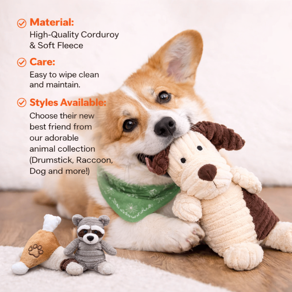 Tough Corduroy Squeaker Buddy