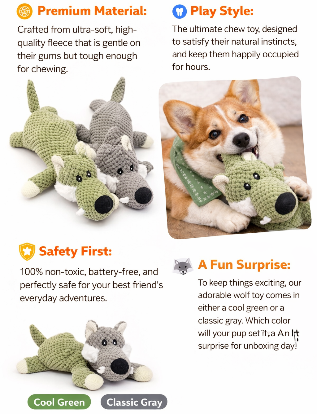 Tough Squeak & Snuggle Plush